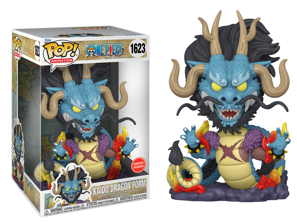 Kaido Dragon Form Gamestop #1623 Detalle en esquina de la caja - One Piece Funko Pop!