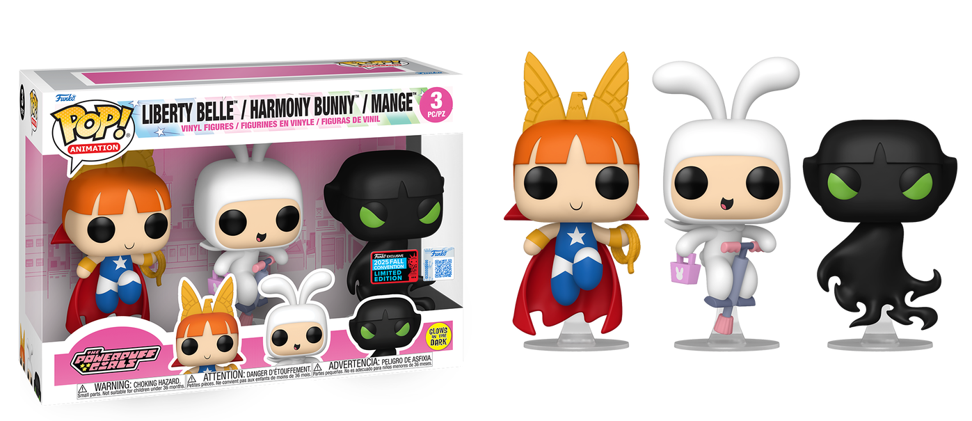 Preventa Powerpuff Girls (Glow) Liberty Belle / Harmony Bunny / Mange NYCC Exclusive #3Pack - The Powerpuff Girls Funko Pop!