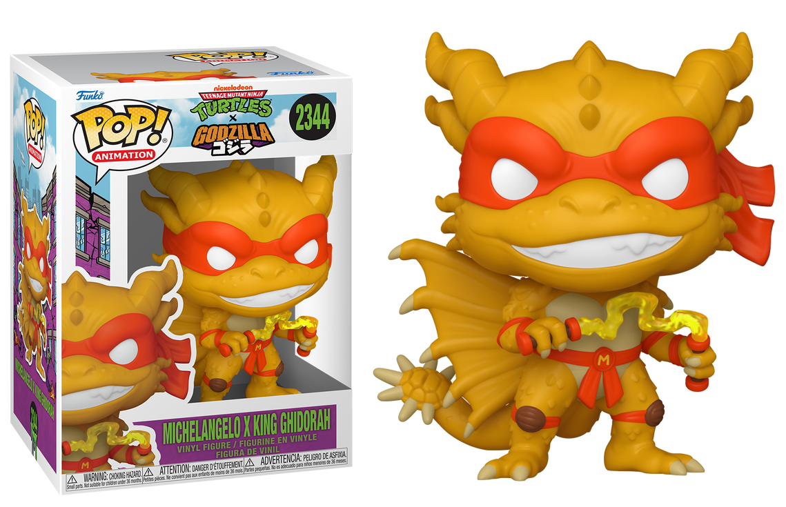 Preventa Michelangelo X King Ghidorah #2344 - Teenage Mutant Ninja Turtles (TMNT) X Godzilla Funko Pop!