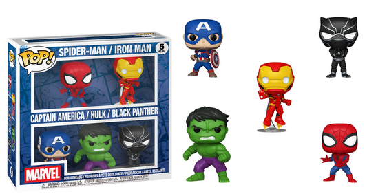 Preventa Marvel Bundle 5-Pack (Captain America, Iron Man, Black Panther, Hulk & Spider-Man) - Marvel Funko Pop!