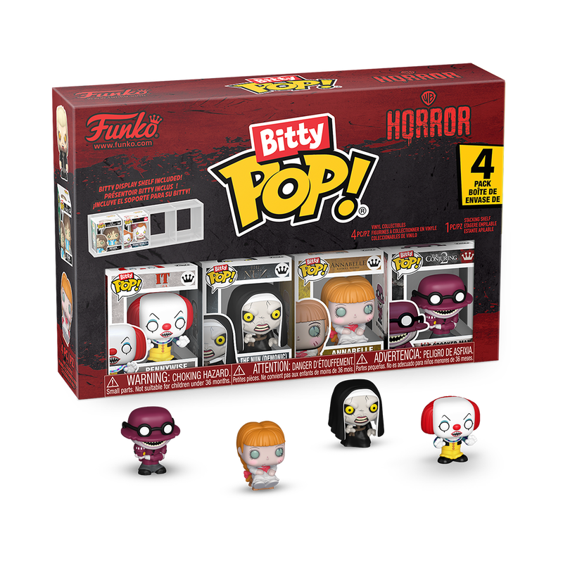 Preventa Bitty Pop Horror (Pennywise, The Nun, Annabelle & The Crooked Man) - Horror Terror Bitty Pop!
